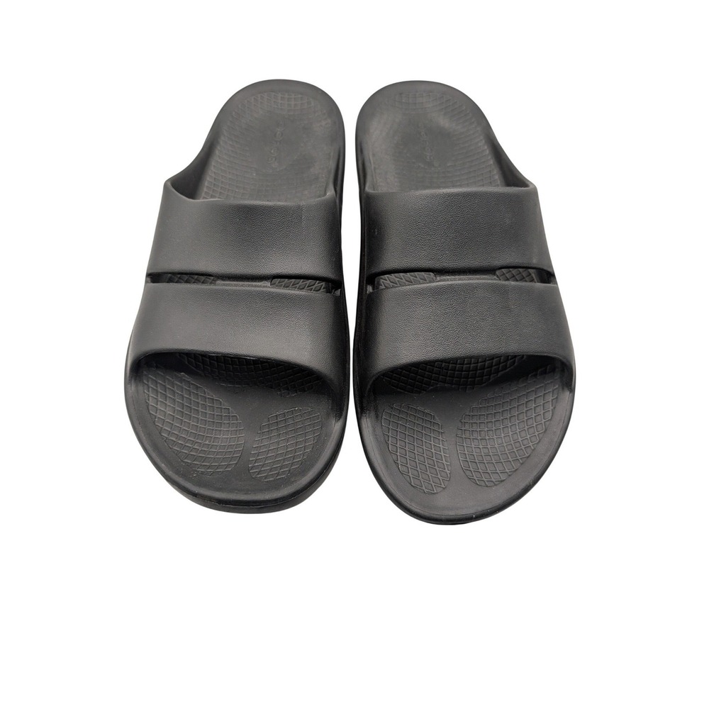 OOFOS OOahh Recovery Slides Black Double Strap Sandals - Mens 9 Womens‎ 11